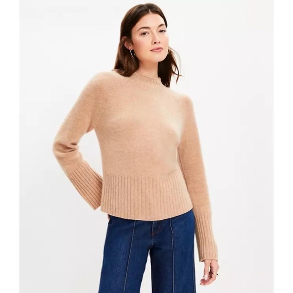 LOFT Cashmere Mock Neck Sweater NEW - Picture 1 of 9
